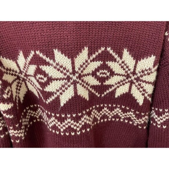 Abercrombie & Fitch Men's L 100% Wool Red Fair Isle Nordic Sweater Vintage Y2k - Picture 3 of 8